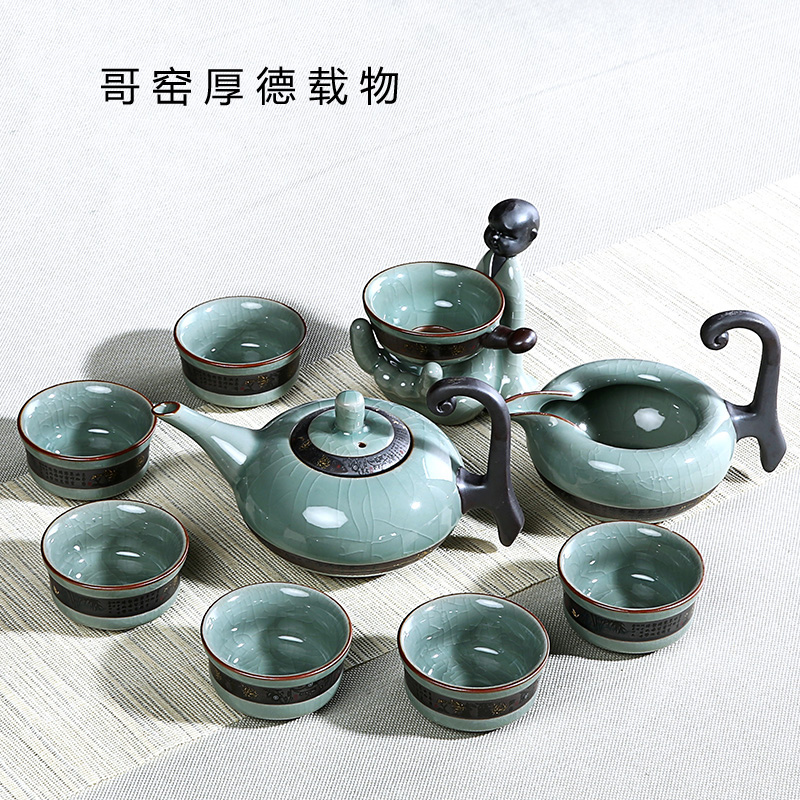 True brother cheng kung fu tea set of a complete set of ceramic up teapot tea cup ice crack glaze open package for its ehrs mail