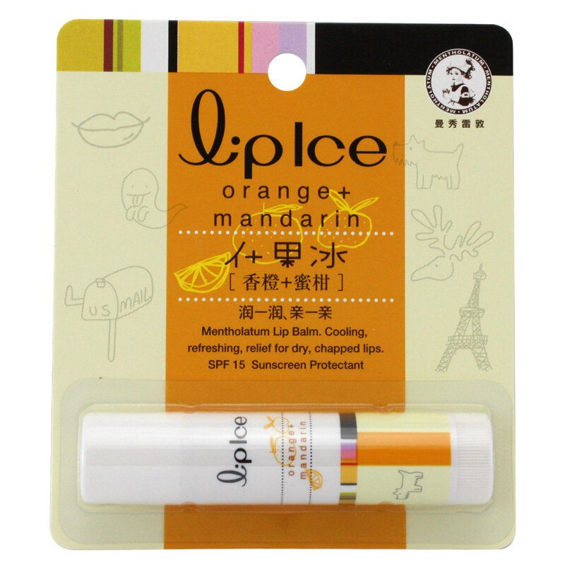 曼秀雷敦什果冰润唇膏SPF15-香橙+蜜柑 保湿滋润防晒 无色护唇膏