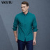 VICUTU Wei Keduo nam mùa xuân thời trang giản dị T-Shirt cotton lụa thoải mái thở dài tay áo sơ mi cổ áo T-Shirt Áo phông dài