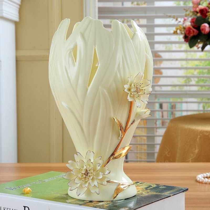 European ceramic vase Rich bamboo lily hydroponic decoration Ceramic countertop vase Simple modern home decoration