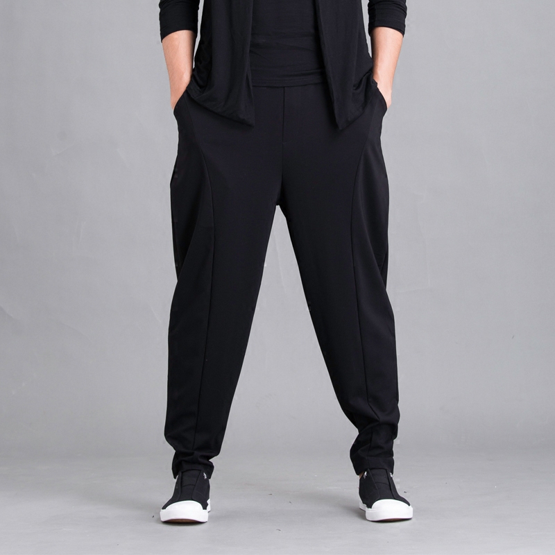 Men's Spring and Summer Plus-Size Slim-Fit Harem Pants, Casual Loose Wide-Leg Pants, Extra-Large Drop-Crotch Pants, Wide-Leg Carrot Pants