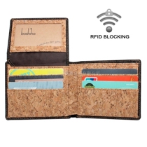 Baoshi Road Cork wallet RFID degaussing shielding ultra-thin multi card short fashion simple personality color color wallet