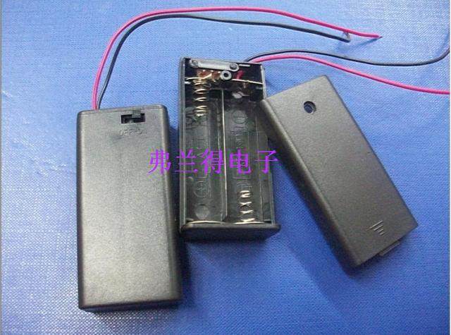 Two sections 5-2 section 5 series 3V battery case with wire 15CM fully-sealed with lid with switch