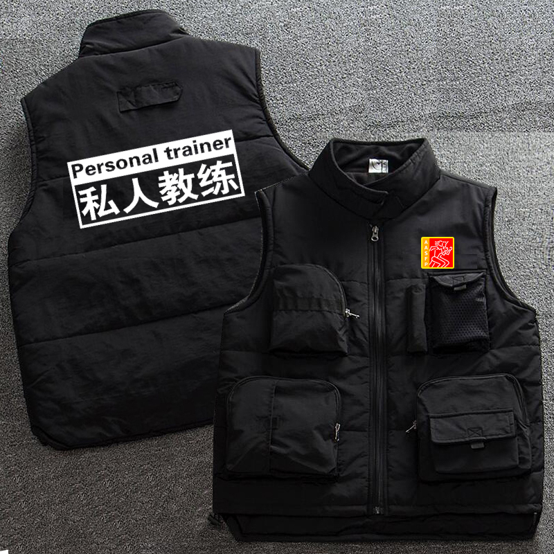 Private Fitness Trainer Workwear Autumn and Winter Jacket Multi-Pocket Photography Vest Fleece-Lined Warm Vest Waistcoat Private Fitness Trainer Workwear Autumn and Winter Jacket Multi-Pocket Photography Vest Fleece-Lined Warm Vest Waistcoat