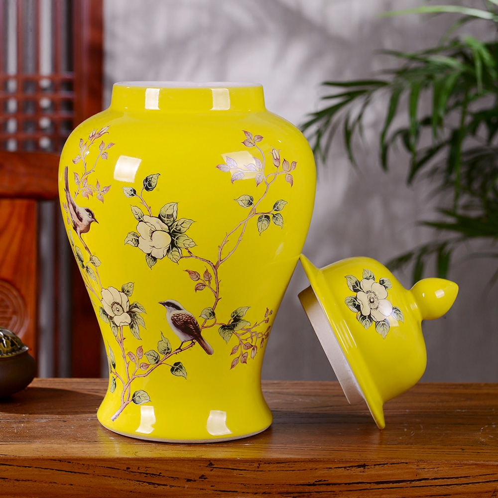 Jingdezhen ceramic general furnishing articles pastel color glaze tank storage tank is a new Chinese style household adornment sitting room decoration