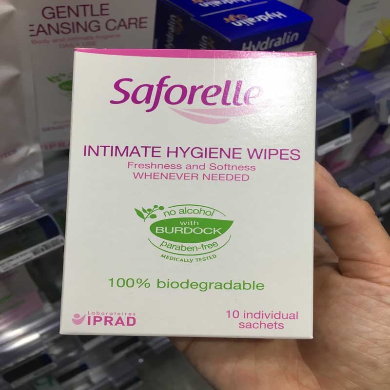 法国正品Saforelle舒护蕊极柔湿巾女性私处护理 10包独立装