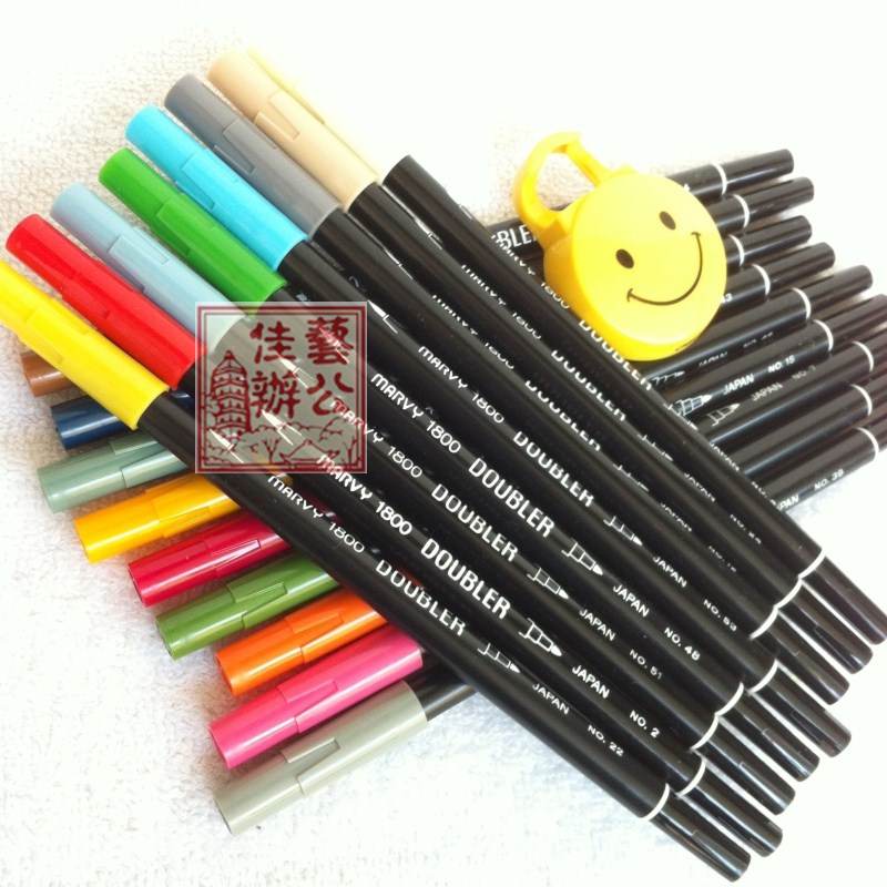 Japanese marvy 1800 animation 60 color double - headed pen hair hair hair hair hydrogenic Mark pen