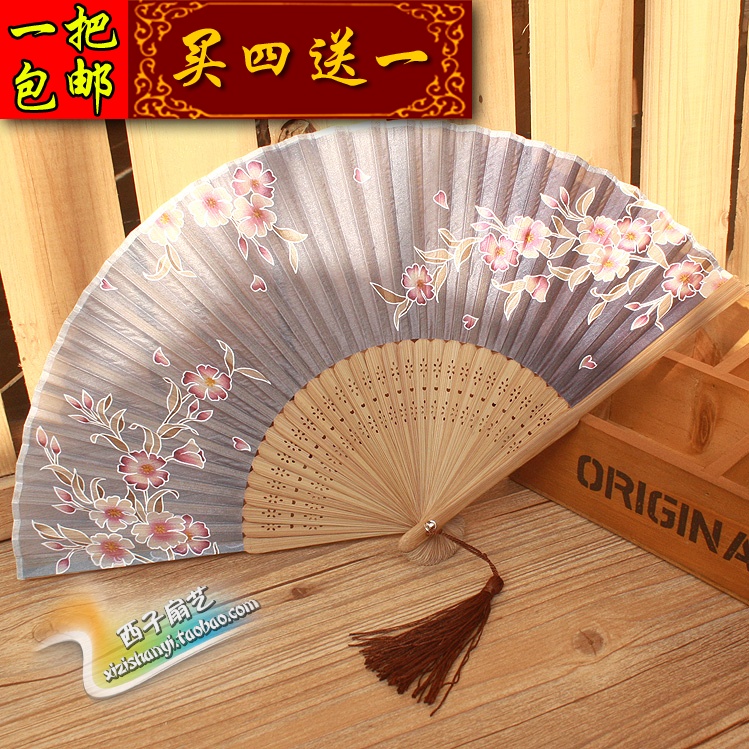 Day-style folding fan fan folding fan Japanese fan female fan Japanese name Genuine Silk Fan Gift Fan