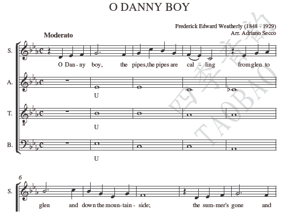 Dear people Danny boy Danny juvenile mixed vocal without accompaniment chorus (harmony and singing) attached to audio
