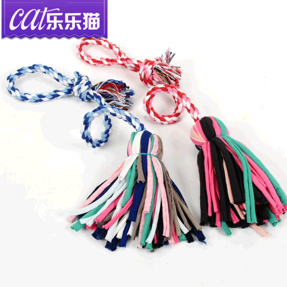 多色拖把咬绳玩具 猫咪绳结玩具磨牙耐咬 逗猫玩具宠物互动玩具
