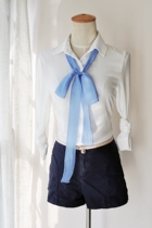 Summer silk extra long neck scarf waistband small scarf streamer Korean version mulberry silk light blue thin narrow silk scarf thin woman