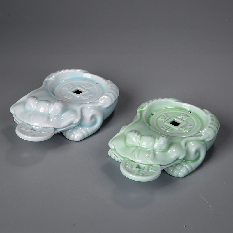 Longquan celadon porcelain constant hall lucky spittor pot bearing pot pad and ceramic pot of tea pet furnishing articles tea pot holder frame