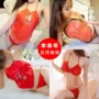 Sexy hoa hồng màu đỏ tạp dề thêu trong suốt phù hợp với phụ nữ cổ điển phượng hoàng ren ren rỗng đồ lót đám cưới ao ngu dep quyen ru