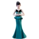 Đầm ren xanh mới thời trang giả hai cô gái Kiểu dáng đuôi cá thon dài catwalk dạ hội 2018 quần áo trẻ con Váy trẻ em