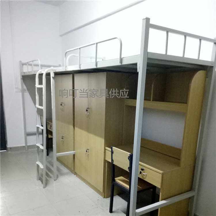 Apartment Iron Frame Bed College Student Dorm Combined Bed Lower Table Iron Bed Frame Single Staff Low Iron Frame Bed Wardrobe