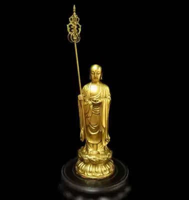 Genuine auspicious lion exquisite pure copper Buddha statue Jiuhua Mountain 99 meters King Tibet Bodhisattva with the same station statue ornaments