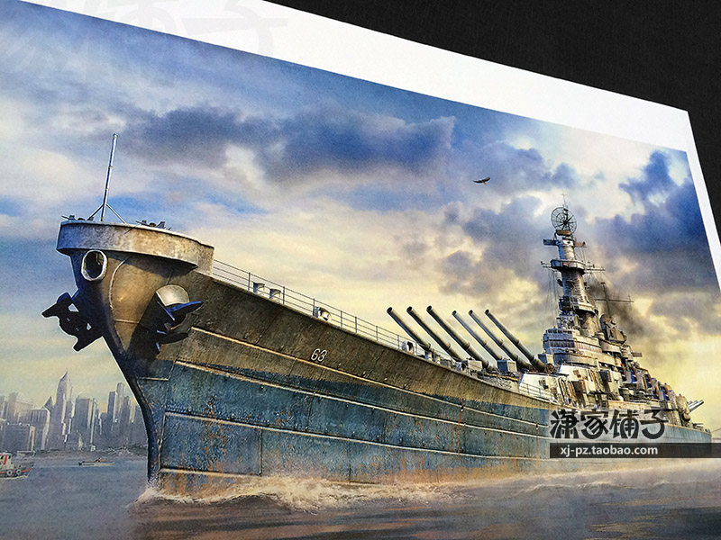 World War II U.S. Army Ivar Battleship Pacific Naval Battle Super Battleship Military Poster Decorative Painting