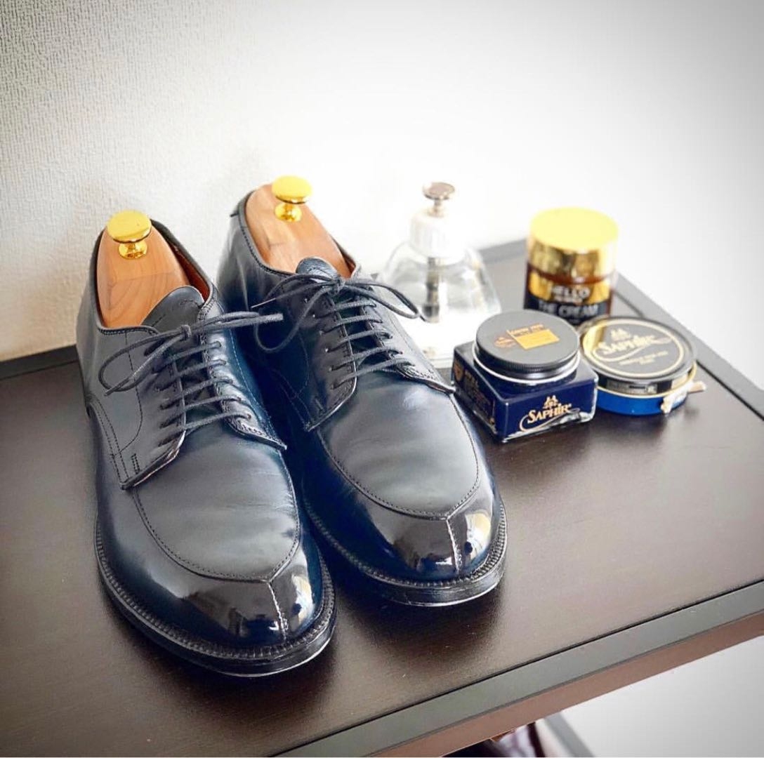 (Japan Limited) Alden V-tip calf leather Modified last low helping black casual leather shoes
