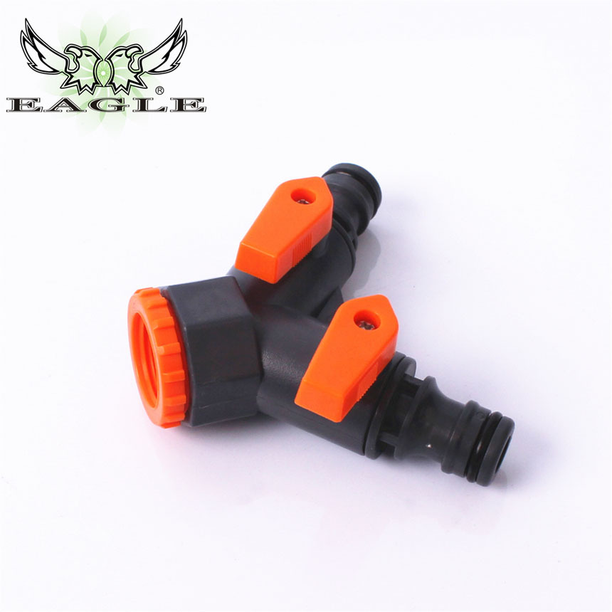 Irrigation quick connector plastic three-way ball valve water pipe quick connector garden connector plastic bifurcated connector