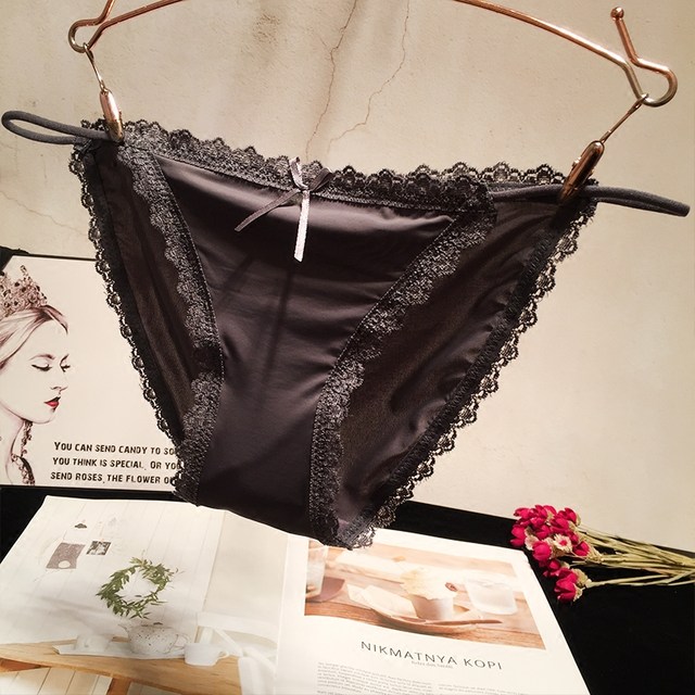 Three free thin straps comfortable ice silk lace panties feminine low-waist ladies briefs girls student trousers