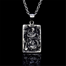 This life year scripture titanium steel necklace personality mens necklace Guan Gong pendant Guan Erye Guan Yu Wu Caishen necklace man