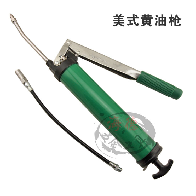 Shanghai Wide Tool Heavy Manual Yellow Oil Gun Bull Oil Gun Digger Cream Oil Lubricator with 2 oil nozzle tips