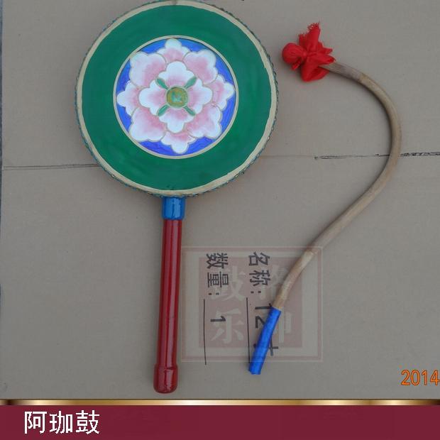 Ajia drum Tibetan dance drum cowhide Ajia drum with red vine drum stick