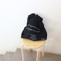 A BaO Korean ins official website same black cotton vest environmentally friendly shopping bag letter printed handbag