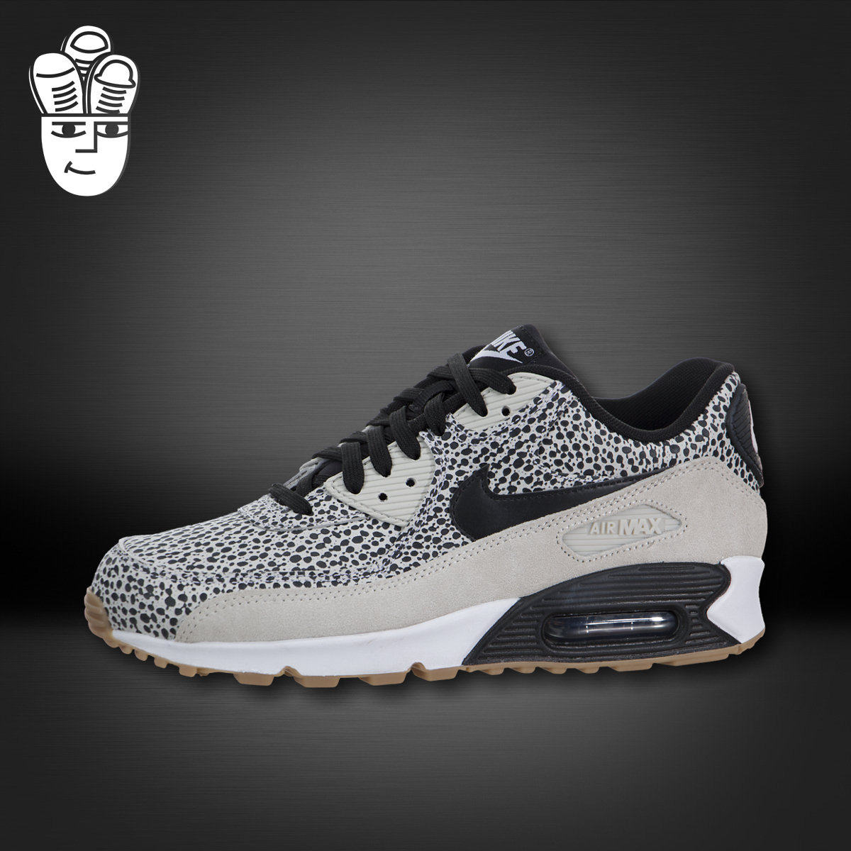 Nike Air Max 90 PRM 耐克女子复古气垫跑鞋 黑色蛇纹印花休闲鞋