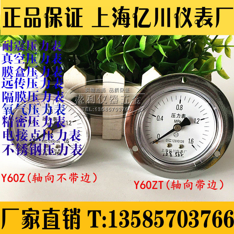 Shanghai 100 million Sichuan Y60Z T panel type axial (no) with side pressure meter water pressure gauge pressure gauge vacuum table