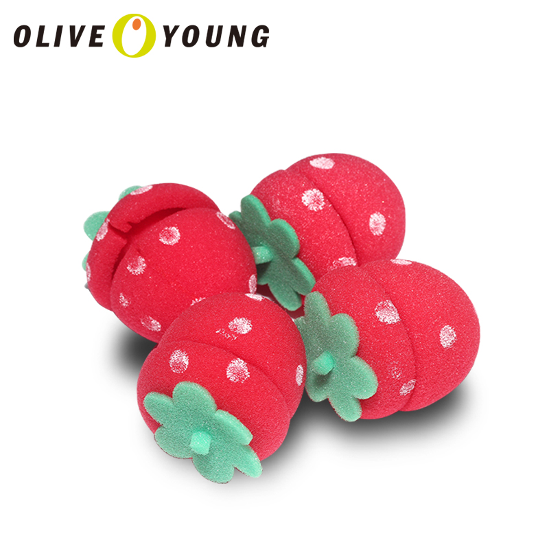【oliveyoung】欧利芙洋 草莓海绵卷发器梨花头卷发海绵不伤发4枚