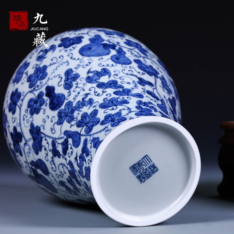 About Nine sect jingdezhen blue and white porcelain making checking ceramic vase mei bottles of antique vase household adornment furnishing articles in the living room