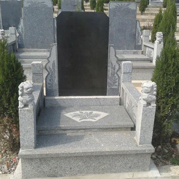 Marble tombstone tombstone flower tombstone custom sesame ash granite tombstone material combination family tomb