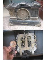 Yantai Baopai mechanical clock in the Republic of China with copper legs decorated as coffee bar window decoration in the shape of a mountain-shaped pen holder