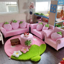 Childrens sofa chair strawberry sofa combination girl kindergarten small sofa combination reading treasure powder doll house sofa