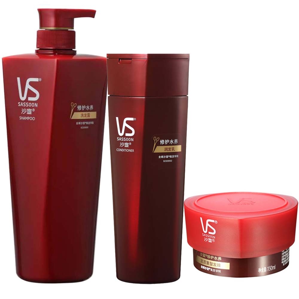 沙宣修护水养洗发水露乳750ml+润护发素乳400ml+发膜150ml  正品