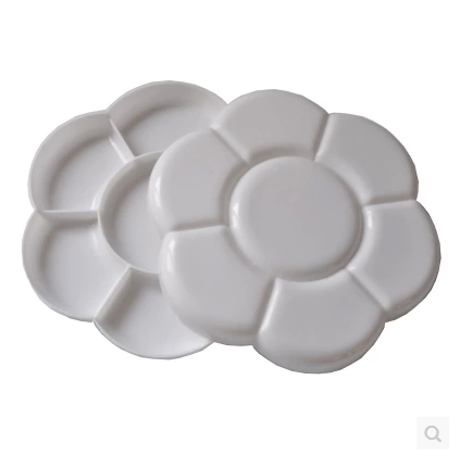 Double-layer plum blossom color box plate round color box plate double cover 7 grid color plate with cover for double-sided use