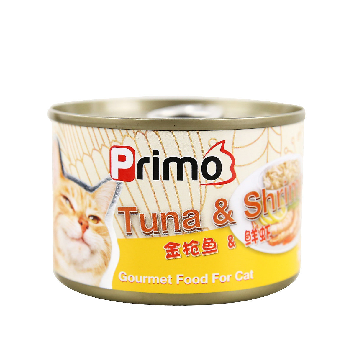 宠物猫零食PRIMO 高能养生系列白身金枪鱼+鲜虾猫罐头160g 猫湿粮