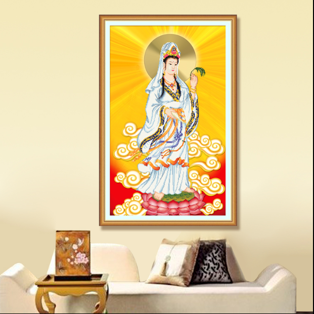 3D cross stitch new living room character series precise printing cross stitch painting living room large-scale Guanyin Bodhisattva