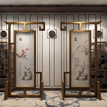 Chinese classical solid wood screen partition porch entrance living room hotel dining room seat screen hollow Palace light screen into pairs