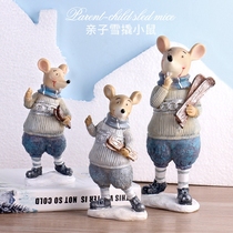 American country creative home accessories living room childrens room wine cabinet desktop display sled mouse resin ornaments