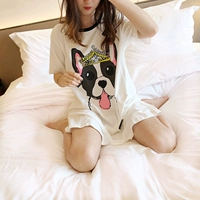 Puppy in nightdress lỏng tay áo ngắn ngọt ngào dễ thương sinh viên đồ ngủ nữ mùa hè bông hoạt hình kích thước lớn váy ngủ váy nữ đẹp