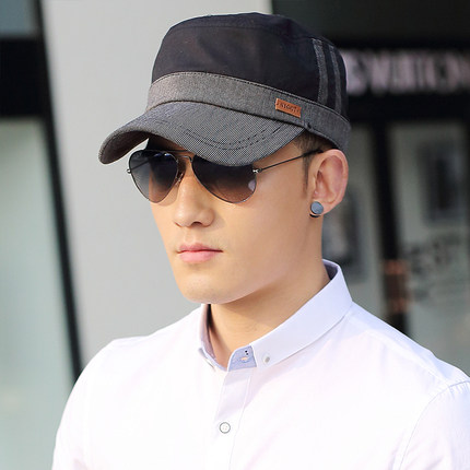 Siggi 帽子男夏天韩版潮户外男士平顶帽军帽秋