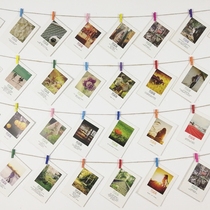 Creative hanging retro postcard photo wall decoration hemp rope color clip bar literary photo hanging wall wall decoration