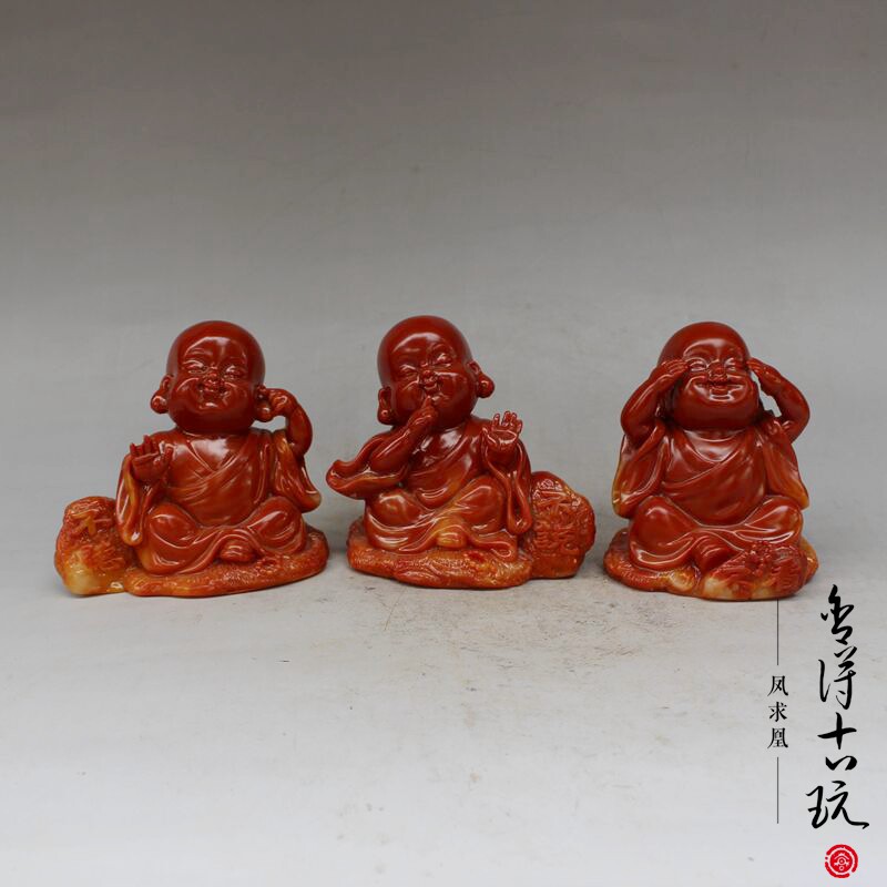 Imitation ancient finely carved shoushan stone swaying pieces not to be heard not to say no to the ancient play collection handlebar pieces hawks and pieces of art