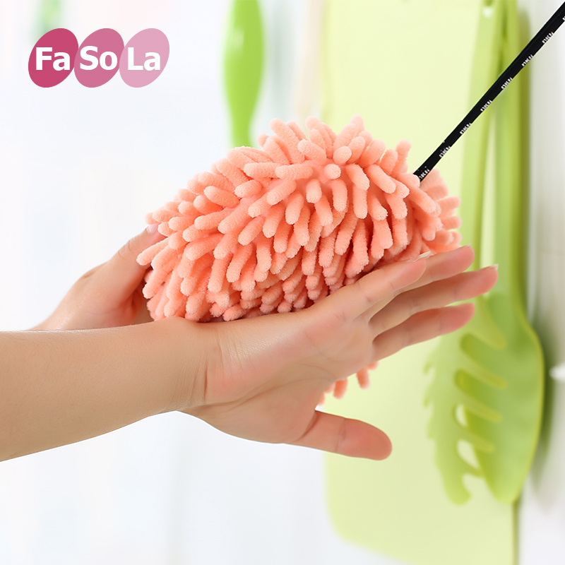 Fasola擦手球超柔软雪尼尔擦手巾挂式加厚吸水手帕超细纤维擦手布