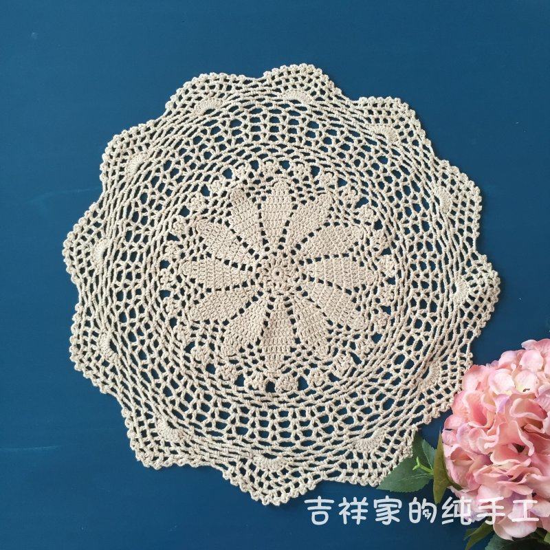 Hand Crochet Needle Table Mat Foreign Trade Retro Hollowed-out Decorated Cover Towel Dining Cushion Heat Insulation Mat Round 40-60 cm