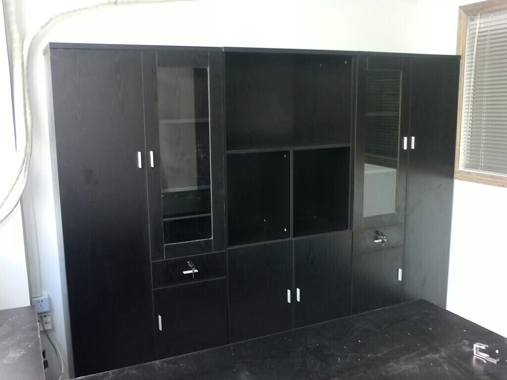 Office filing cabinet Boss desk matching bookcase Black fashion wooden bookcase Shanghai office furniture