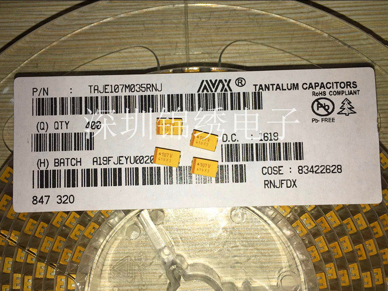 Tantalum Capacitor Yellow TAJD105K050R 50V 1UF 105T 7343 2917 Type D 10%