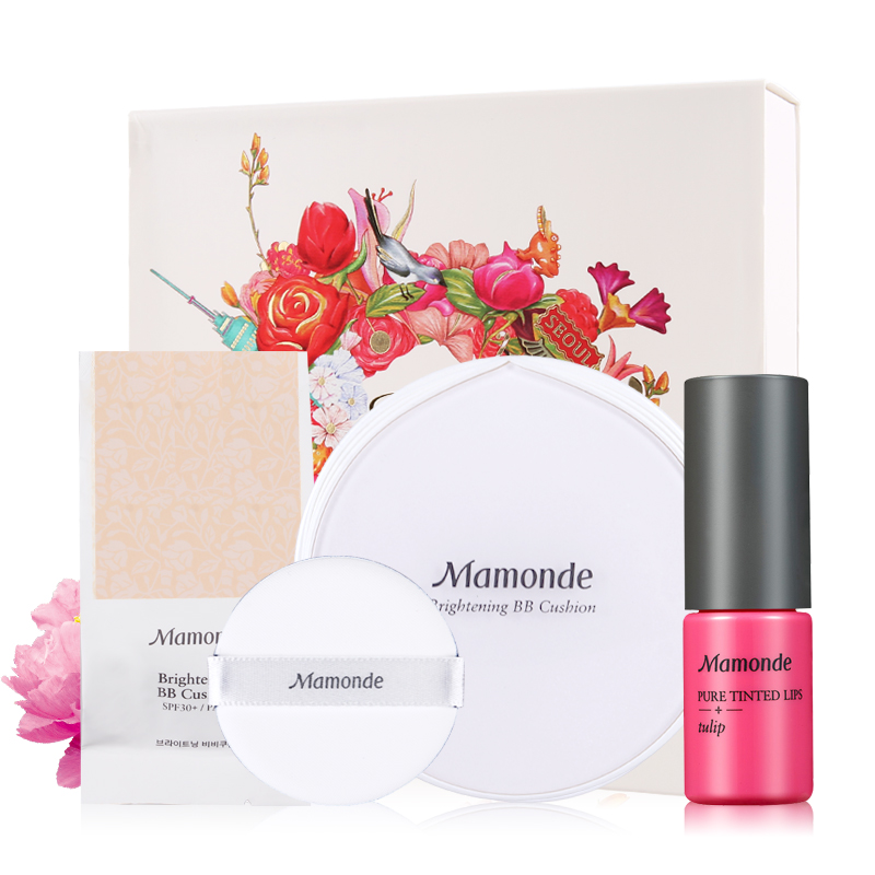Mamonde/梦妆梦妆气垫bb霜隔离霜套装送替换粉芯遮瑕膏不掉色唇釉